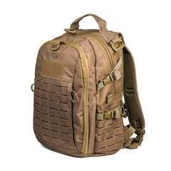 tactical backpack color coyote isolated on white background