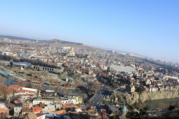 Landscape of Tbilisi city in winter