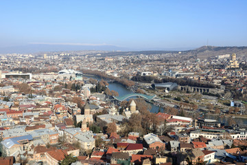 Fototapeta na wymiar Landscape of Tbilisi in winter