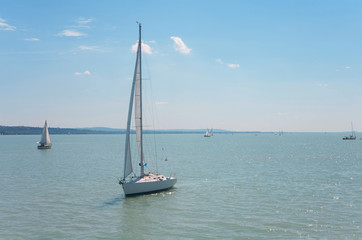 Sailboats on lake Balaton  in Hungary