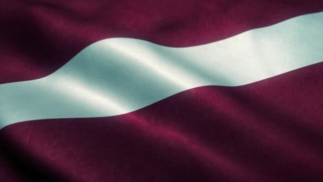 Latvia flag waving in the wind. National flag of Latvia. Sign of Latvia seamless loop animation. 4K