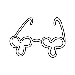 Hand drawn glasses clover doodle sign symbol vector illustration, outline icon isolated on white background. Design for label, poster, greeting card, Saint Patricks day, coloring book, print , t-shirt