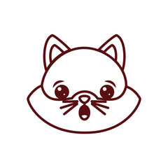 Cute kawaii cat cartoon line style icon vector design