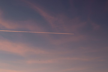 Plane in the sunset