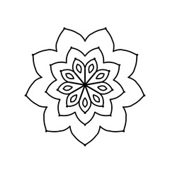 Easy round element for coloring book. Black and white floral pattern. Tattoo art. Mandala
