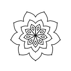 Naklejka premium Easy round element for coloring book. Black and white floral pattern. Tattoo art. Mandala