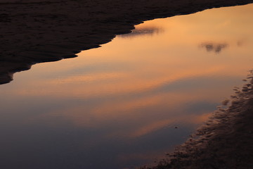 Mirror beach sunset