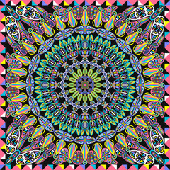 contemporary colorful native and rotation pattern on black