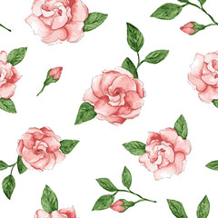 Seamless pattern with watercolor floral