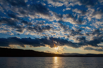 Beautiful sunset landscape around Lake Windermere