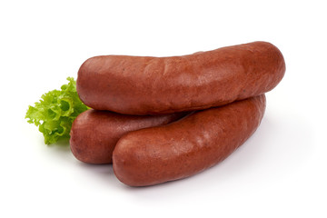 BBQ pork sausages, isolated on white background