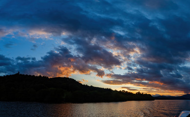 Beautiful sunset landscape around Lake Windermere