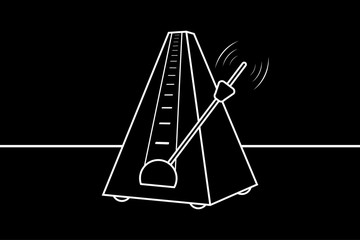 Black and White Metronome with Pendulum Isolated on Empty Background. Technical Rhythm for Music. Raster. 3D Illustration