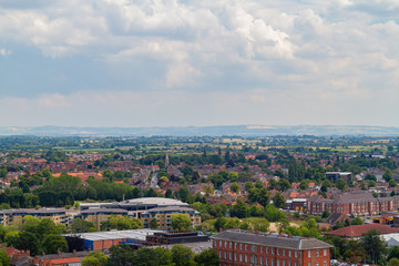 Aerial view of the York cityscape