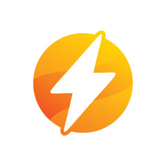 circle color lightning electric energy logo design