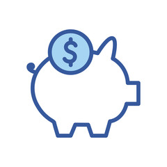 Isolated money piggy and coin line and fill style icon vector design