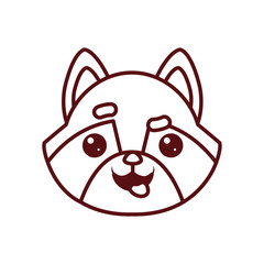 Cute kawaii raccoon cartoon line style icon vector design