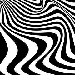 Black and white design. Abstract 3D geometrical background with optical illusion