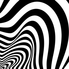 Black and white design. Abstract 3D geometrical background with optical illusion