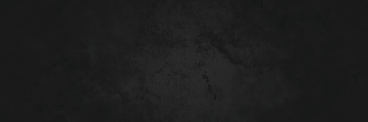 Old wall texture black abstract background. Panoramic view.