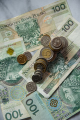 polish cash money currency 100 ank note coins 