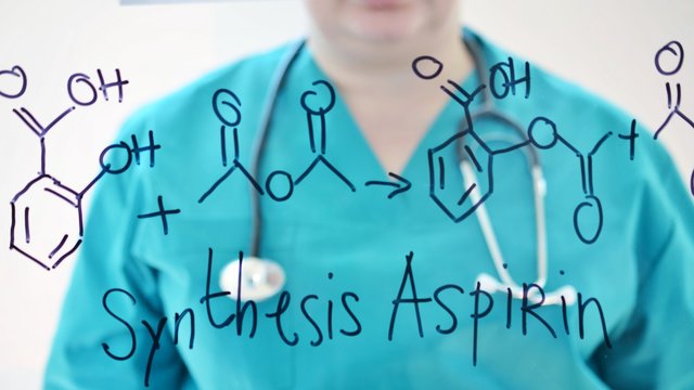 Chemical formula Aspirinum synthesis.