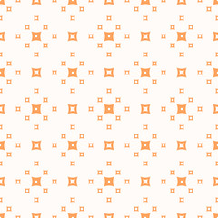 Vector minimalist geometric seamless pattern. Stylish modern colorful texture with small outline squares. Abstract repeat white and orange background. Funky style design for decor, wallpapers, prints