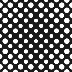 Big halftone circles vector seamless pattern. Abstract geometric texture with dots in concentric form. Monochrome background, gradient transition effect. Repeat tiles. Black & white design element