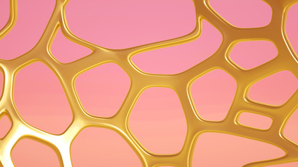 Abstract geometric shape with cells, grid, cell. 3d illustration, 3d rendering.