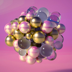 Abstract atom, ball, shape. 3d illustration, 3d rendering.
