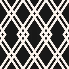 Wall murals Rhombuses Abstract geometric seamless pattern. Black and white vector background. Simple ornament with rhombuses, diamond shapes, grid. Elegant monochrome graphic texture. Dark repeat design for decor, fabric
