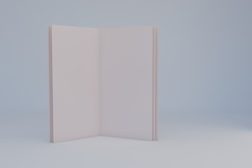 Blank portrait mock-up paper. Brochure, magazine, postcard isolated. 3D render