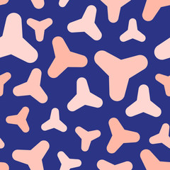 Abstract vector geometric seamless pattern with smooth triangular shapes. Simple minimal geo texture. Modern background in trendy colors, electric blue and soft pink. Repeat design for decor, print