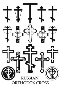 set of orthodox crosses in vector