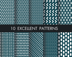 Set of 10 perfect patterns.Modern  hand drawn geomitric backgrounds.