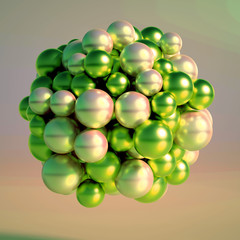 Abstract atom, ball, shape. 3d illustration, 3d rendering.