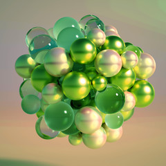 Abstract atom, ball, shape. 3d illustration, 3d rendering.