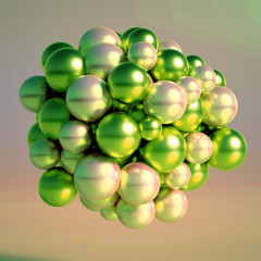 Abstract atom, ball, shape. 3d illustration, 3d rendering.