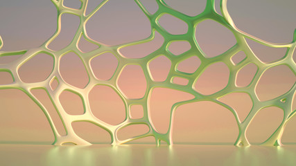Abstract geometric shape with cells, grid, cell. 3d illustration, 3d rendering.