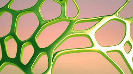 Abstract geometric shape with cells, grid, cell. 3d illustration, 3d rendering.