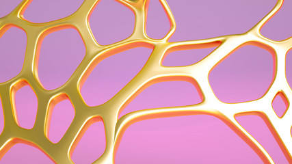 Abstract geometric shape with cells, grid, cell. 3d illustration, 3d rendering.