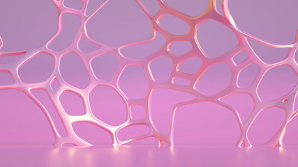 Abstract geometric shape with cells, grid, cell. 3d illustration, 3d rendering.