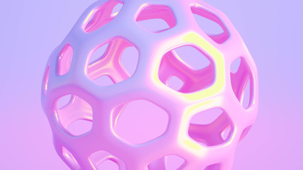 Abstract geometric shape with cells, grid, cell. 3d illustration, 3d rendering.