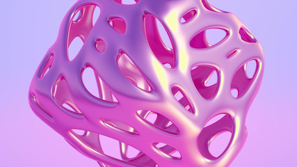 Abstract geometric shape with cells, grid, cell. 3d illustration, 3d rendering.