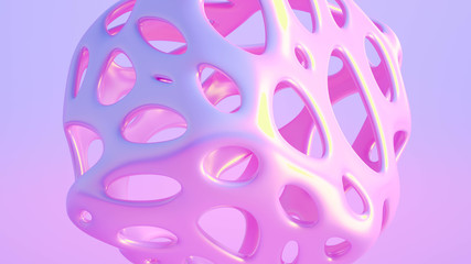 Abstract geometric shape with cells, grid, cell. 3d illustration, 3d rendering.