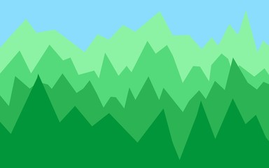 Mountain landscape, nature, outdoor, simple art, hiking in the green mountains, summer