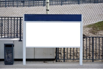 Empty blank billboard at train station