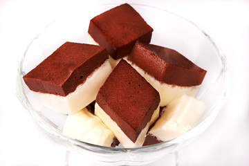 dessert of milk and chocolate sweet jelly