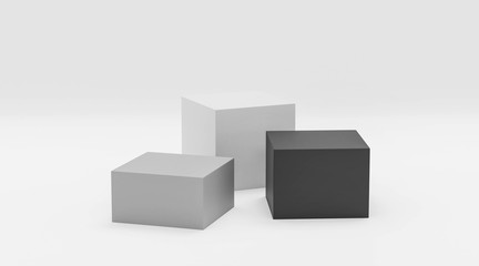 Abstract modern futuristic boxes cubes background 3d render illustration with empty blank copy space