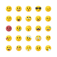 Emojis faces flat style icon set vector design